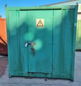 Single door bunded barrel storage container - W 2150 x D 2150 x H 2450mm - Green