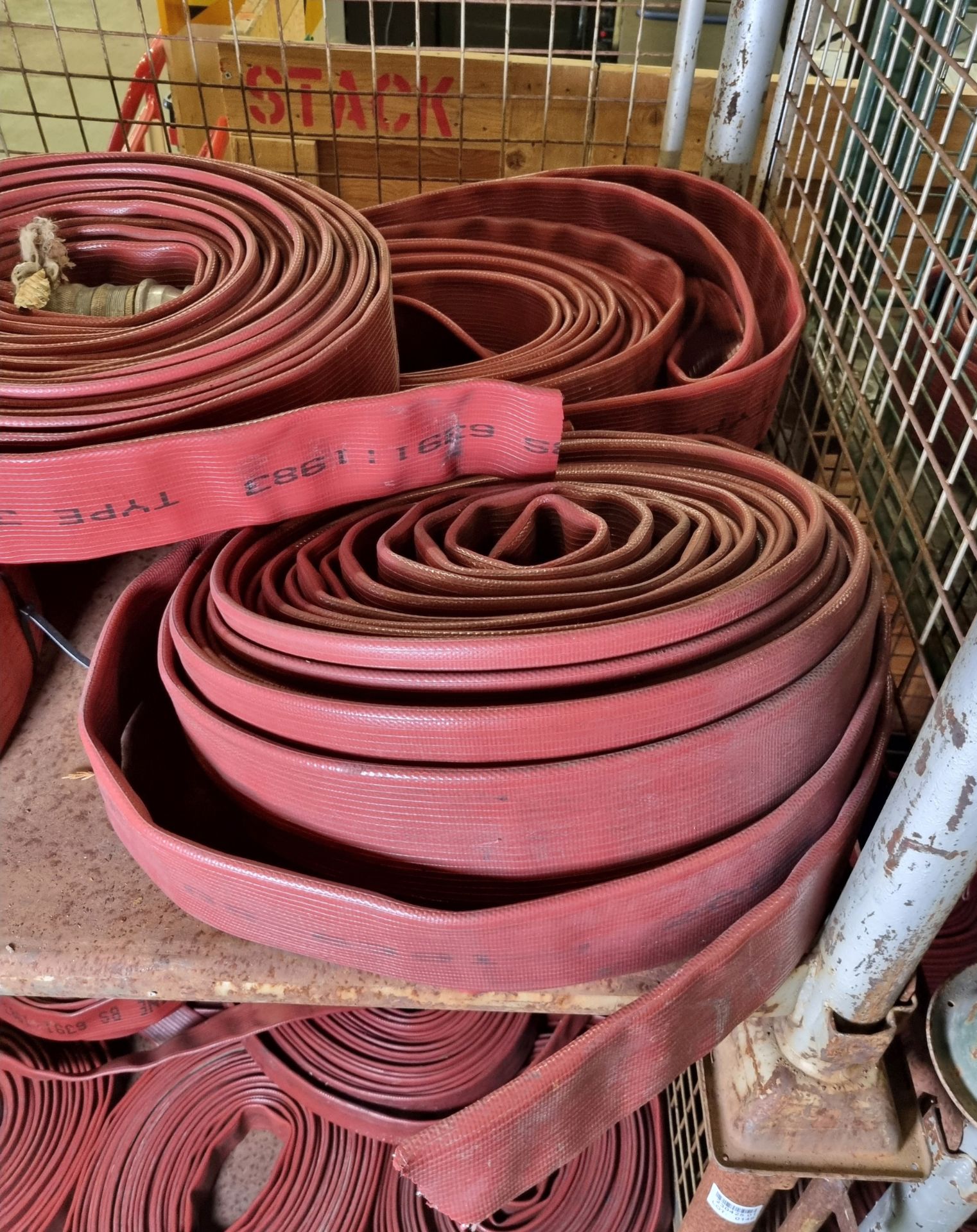 4x Red layflat fire hoses - 70mm diameter, approx 20m length - Image 2 of 4