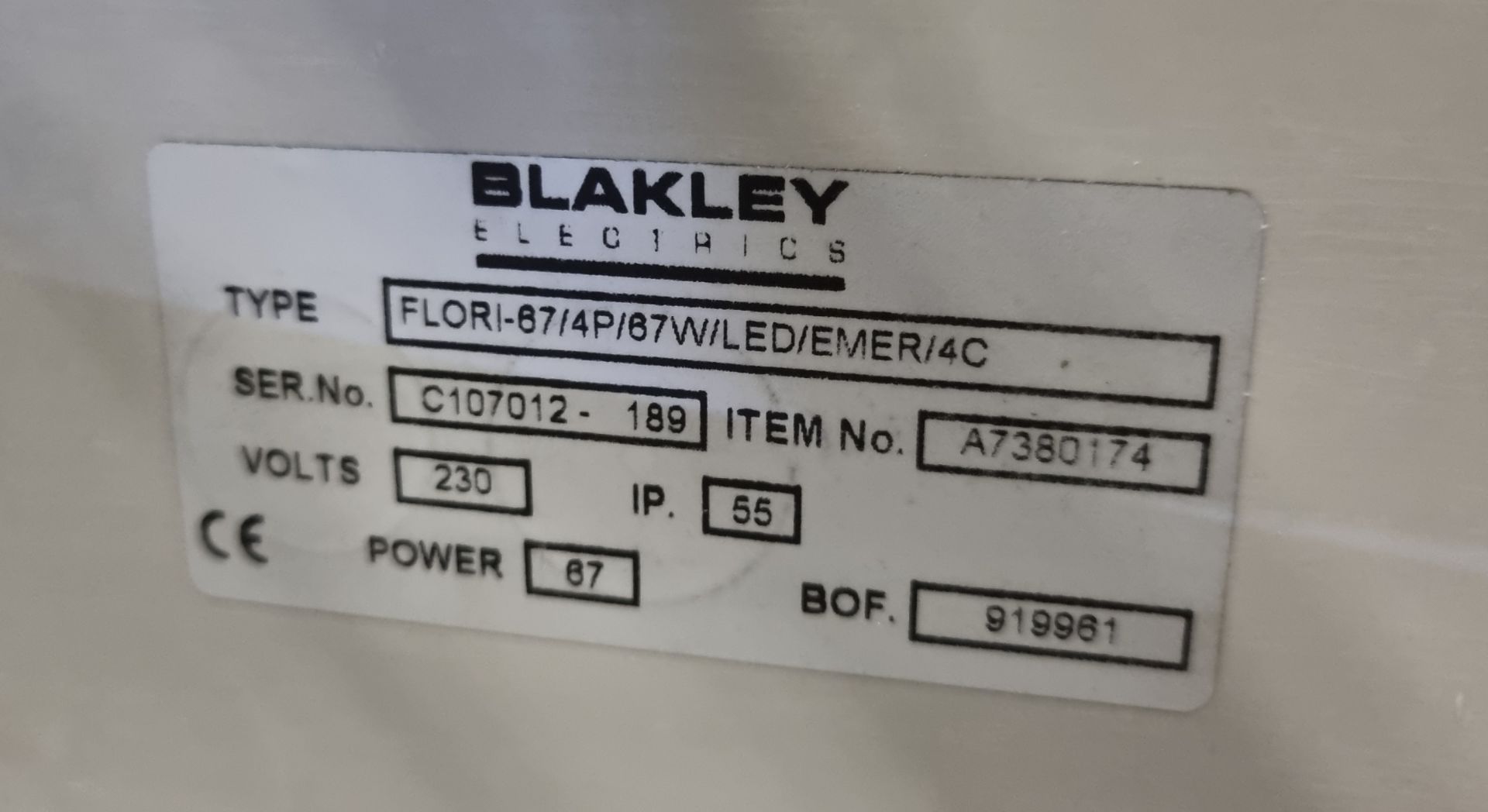 8x Blakley Light assemblies - green cable FLORI-67/4P/67W/LED/EMER/4C - Image 3 of 3