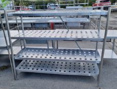 Stainless steel 4 tier shelving unit - L 180 x W 59 x H 153cm