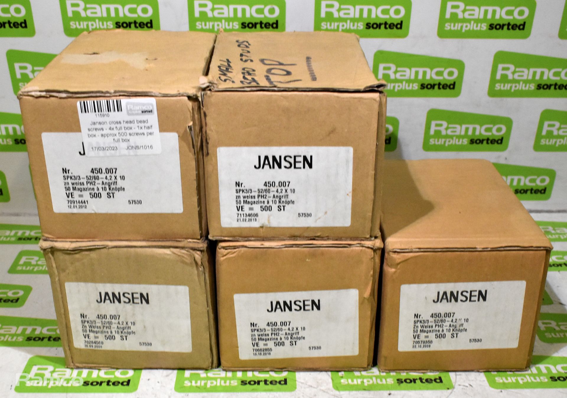 Jansen cross head bead screws - 4x full box - 1x half box - approx 500 screws per full box - Image 5 of 6