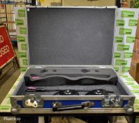 2x Clock Audio C34ES lectern microphones and base plates in flightcase - 65 x 40 x 15cm