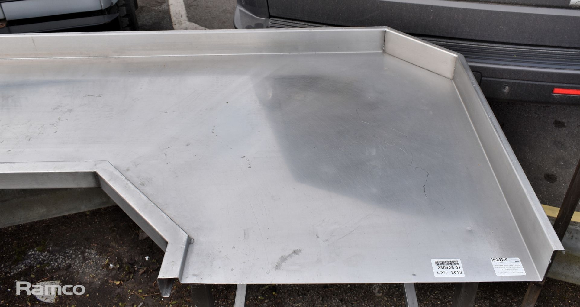 Stainless steel pass through dishwasher corner unit table - L 150 x W 85 x H 95cm - Bild 2 aus 4