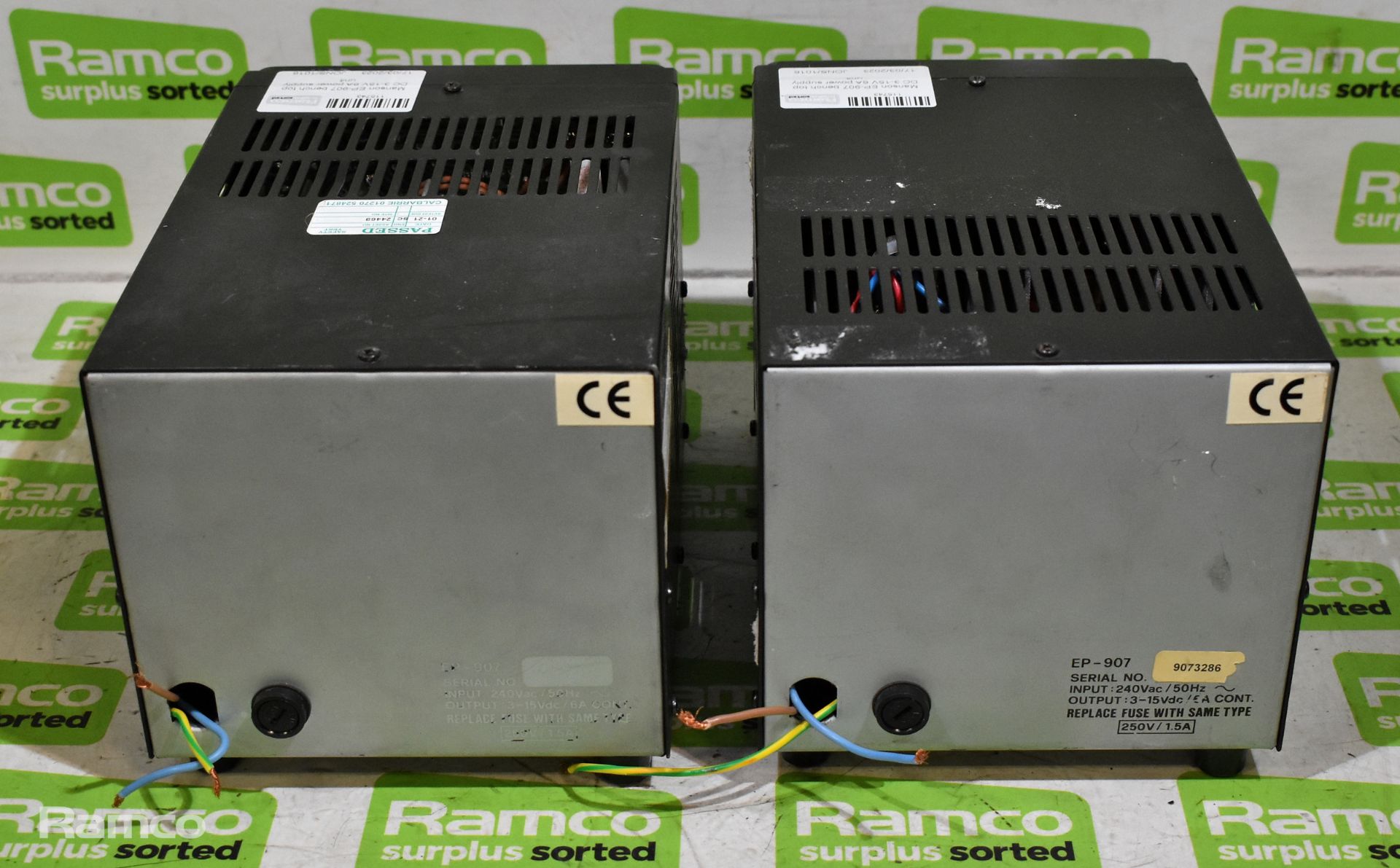 2x Manson EP-907 bench top DC 3-15V 6A power supply units - Image 3 of 3