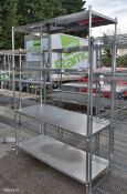 Stainless steel 4 tier shelving unit - L 150 x W 60 x H 210cm