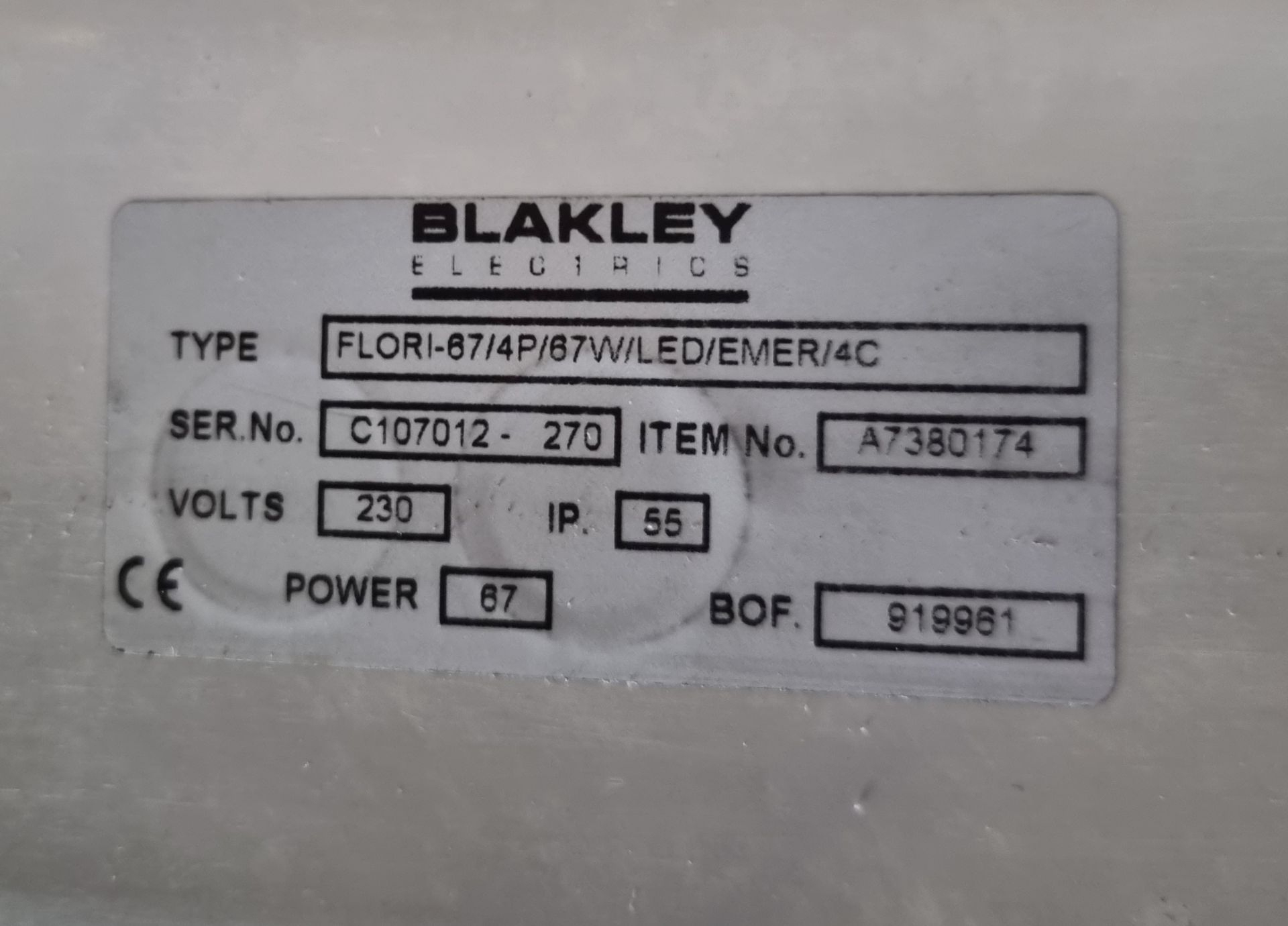 6x Blakley Light assemblies - green cable FLORI-67/4P/67W/LED/EMER/4C - Image 3 of 3