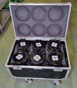 6 x Core Point 20 LED uplighter in powered flight case with power cable - 70 x 45 x 50cm