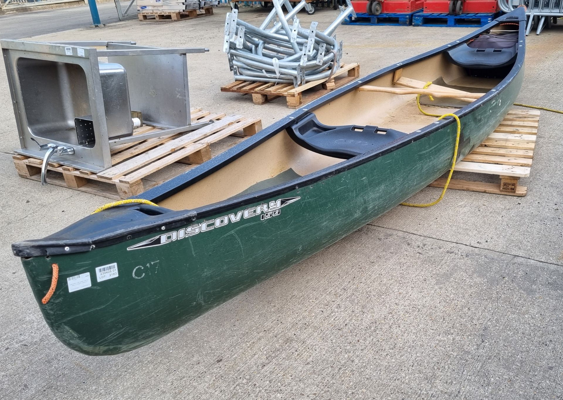 Discovery 158 green canoe - L 490 x W 100 x H 45 cm