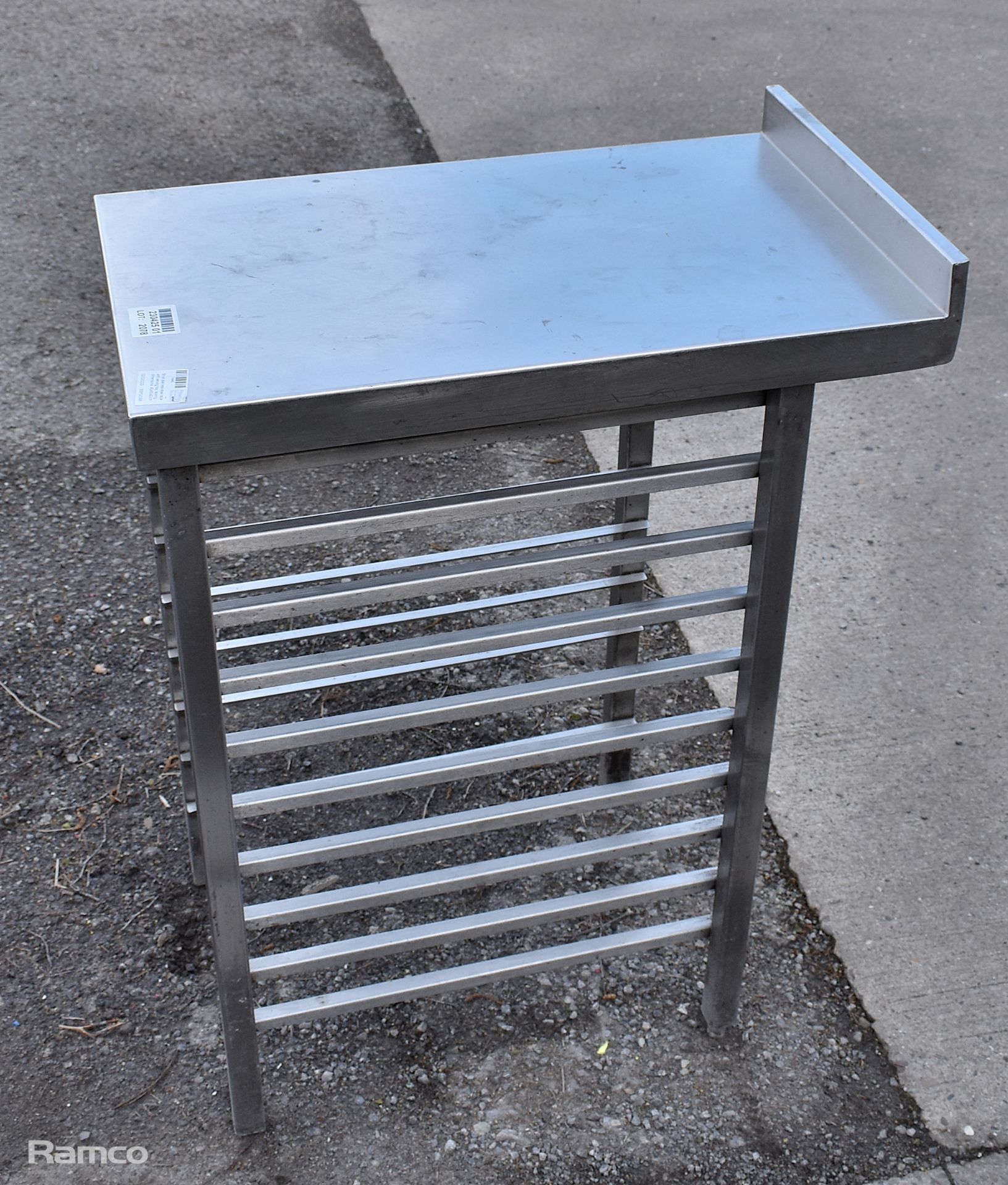 Small stainless steel table with serving tray racking - dimensions: 40 x 65 x 90cm - Image 3 of 3