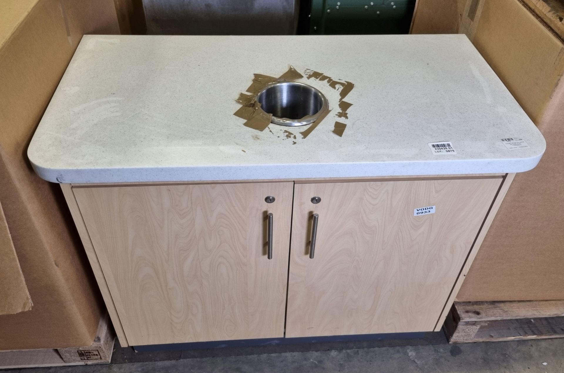 Wooden counter top cabinet with waste chute - 112 x 60 x 88cm - Image 2 of 4