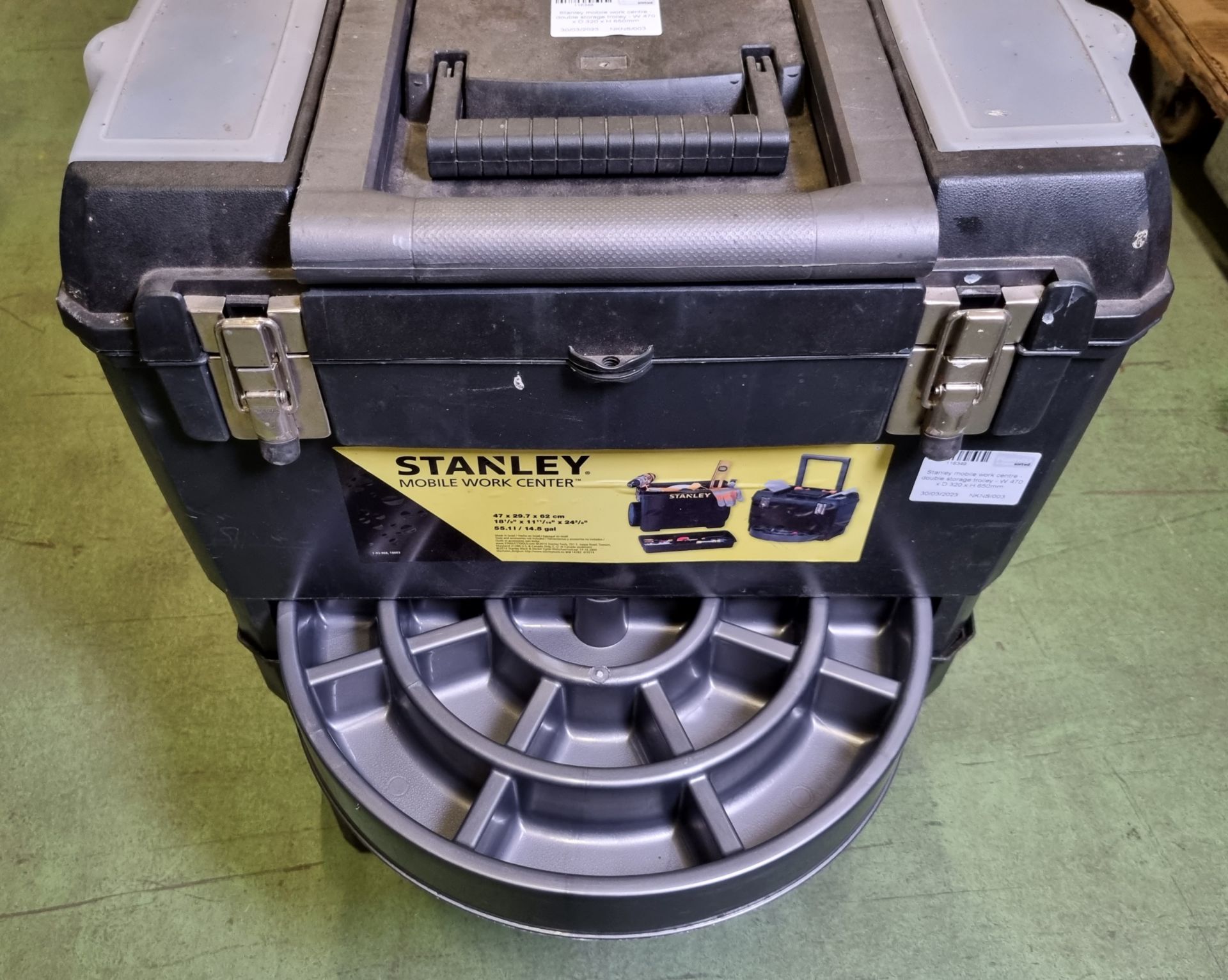 Stanley mobile work centre - double storage trolley - W 470 x D 320 x H 650mm - Image 5 of 6