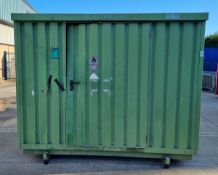 Single door bunded barrel storage container - damaged front - W 3000 x D 2300 x H 2300mm