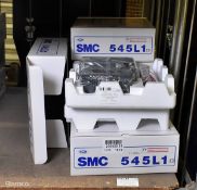 5x SMC 545L1 UHF transceiver radios - boxed with power cable and accessories