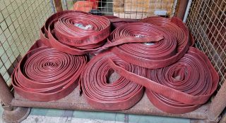 8x Layflat fire hose - mixed sizes, some missing couplings