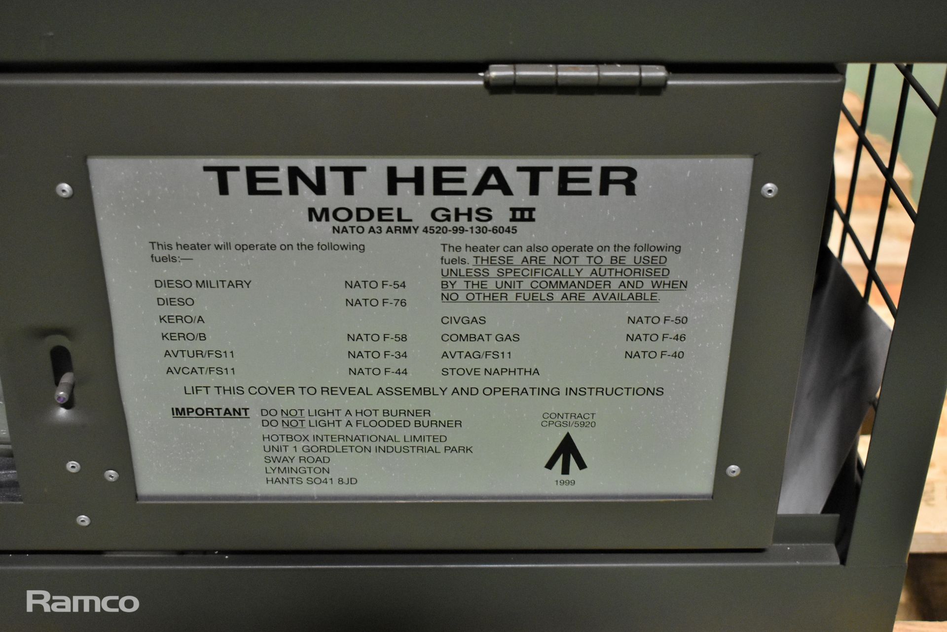 Tent Heater Model GHS 3 - NATO A3 Army NSN 4520-99-130-6045 - Image 3 of 4