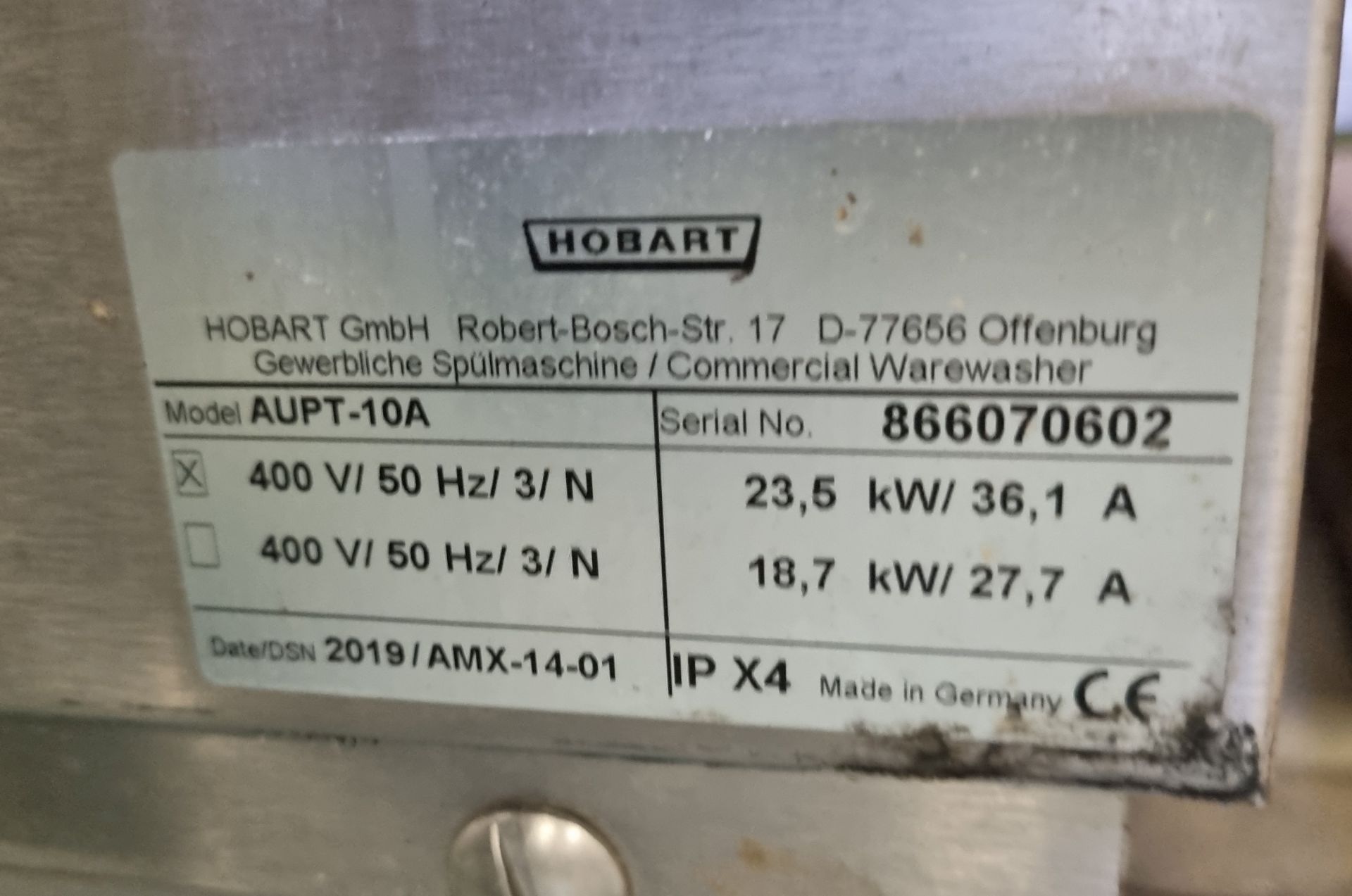 Hobart Premax AUPT-10A pass through dishwasher - 170 x 85 x 152cm - Bild 7 aus 7