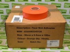Orange non adhesive tape - 38mm x 0.2mm x 100m - box of 16