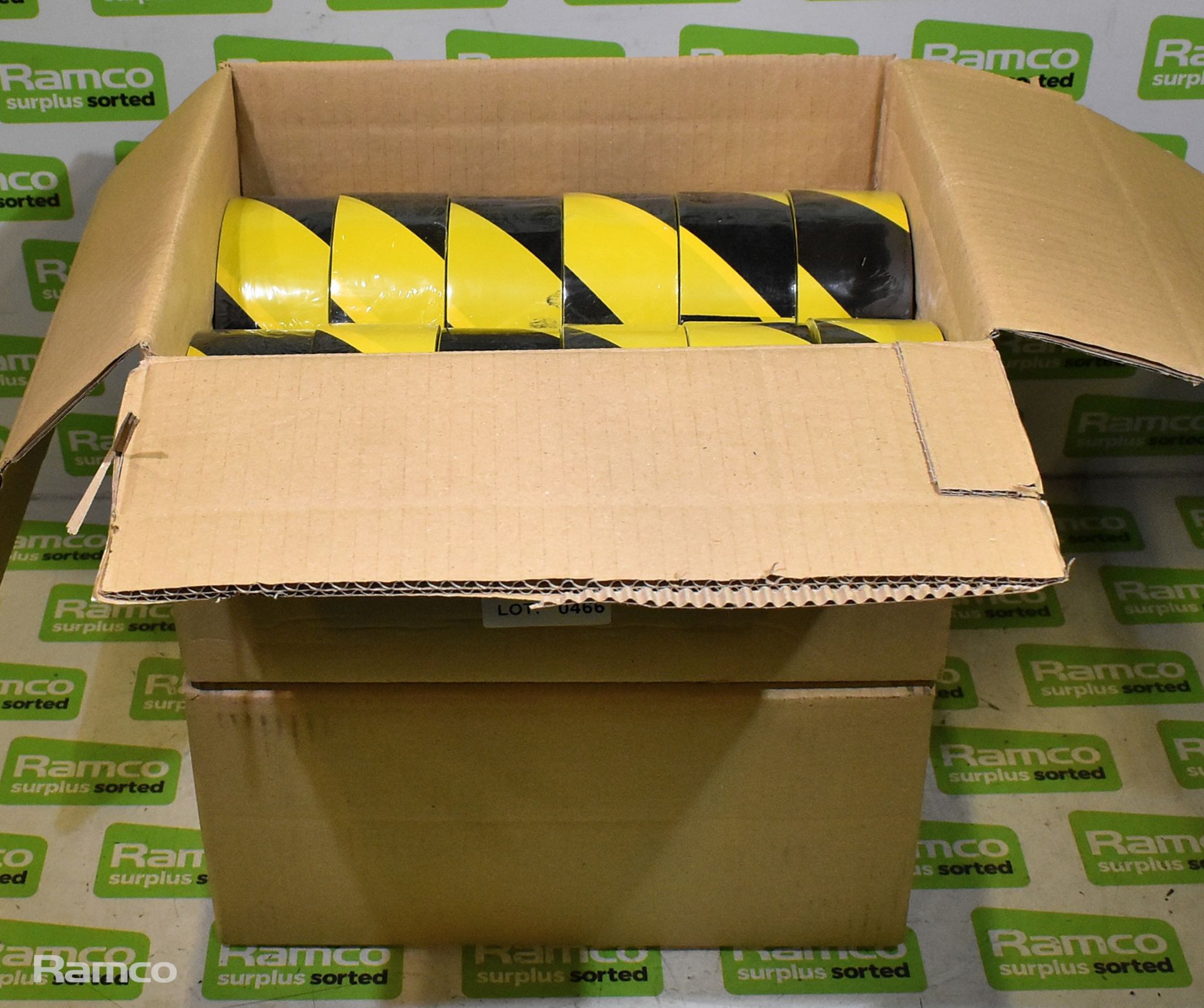 2x boxes of Black and yellow hazard tape - 12 rolls per box - Image 2 of 4