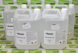 5x Clipper Retail 5L bottles of hand sanitiser gel