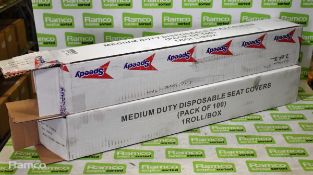 2x rolls of Medium duty disposable seat covers (100 per roll)