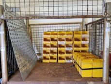 40x Yellow Lin Bin storage containers with wall mount racking W 920 x H 950mm