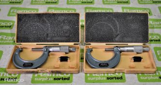 2x Mitutoyo 25-50mm micrometer calipers with case