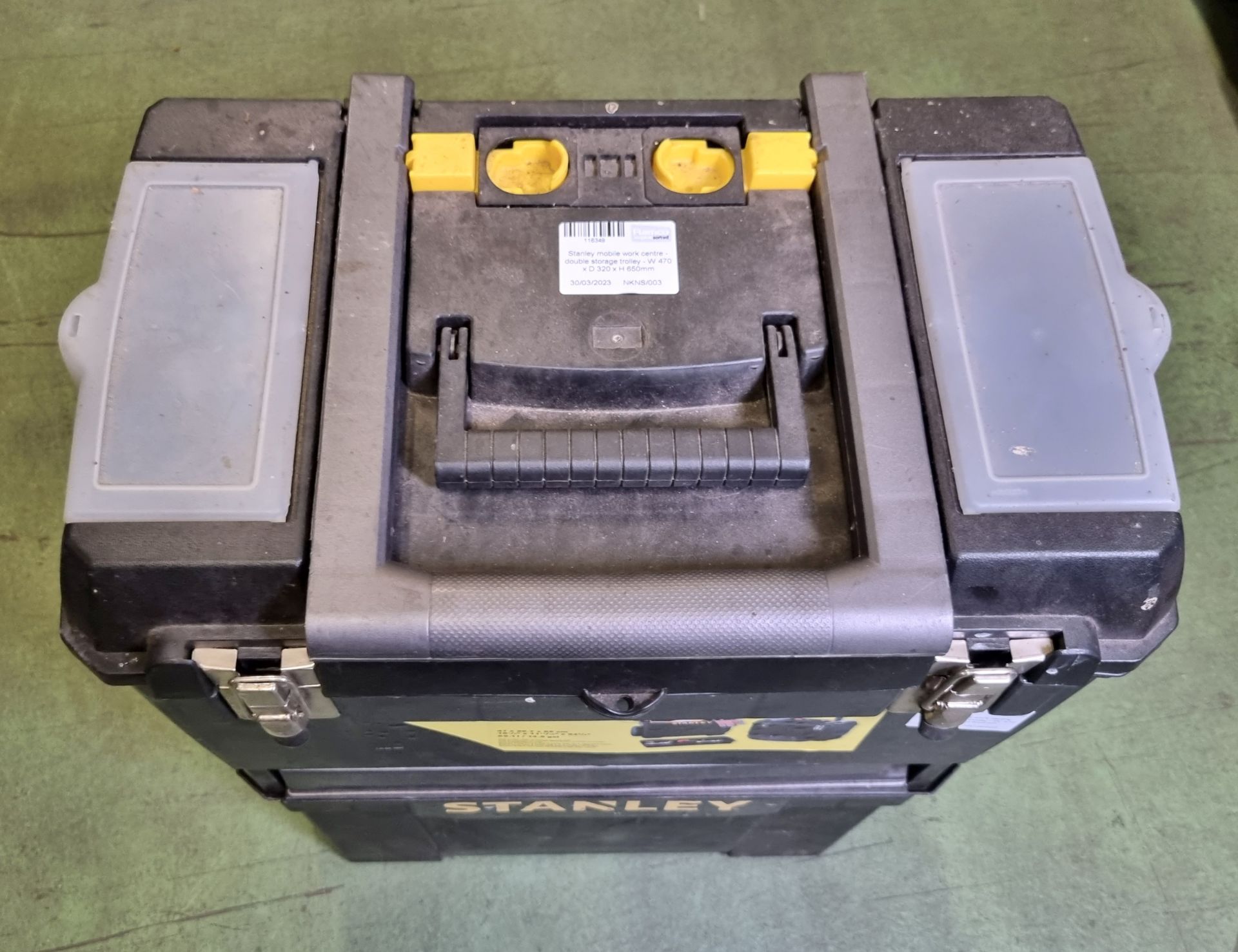 Stanley mobile work centre - double storage trolley - W 470 x D 320 x H 650mm - Image 2 of 6