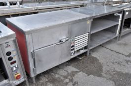Stainless steel bain marie section with refrigerated cupboard and 2 shelves