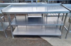 Stainless steel table with upstand and 2 bottom shelves - L 170 x W 70 x H 95cm - SIDES ONLY