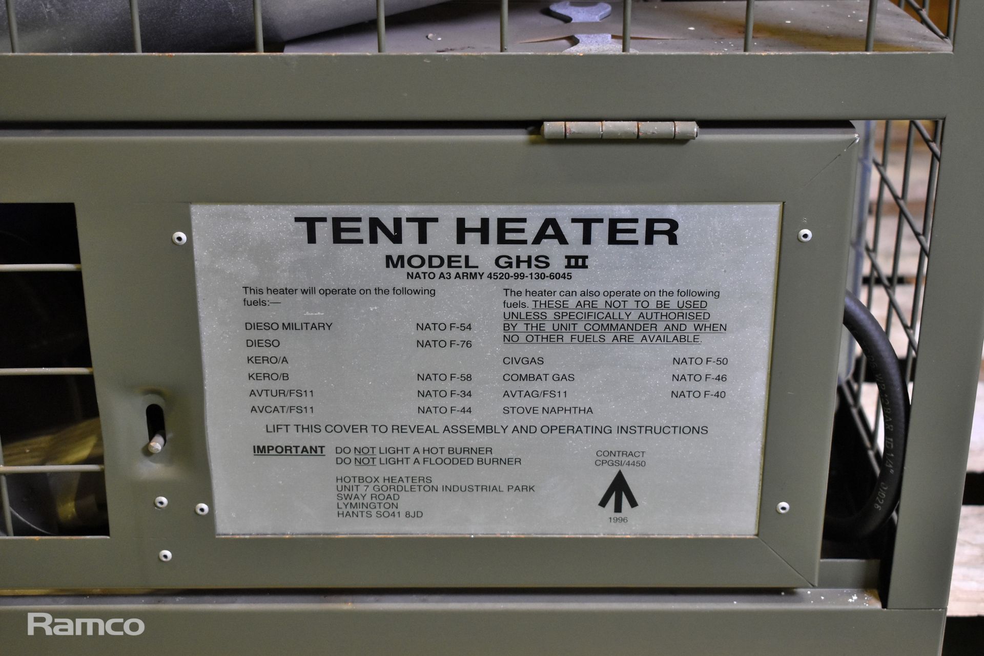 Tent Heater Model GHS 3 - NATO A3 Army NSN 4520-99-130-6045 - Image 3 of 3