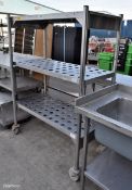 Mobile stainless steel 3 tier shelving unit - L 120 x W 60 x H 163cm