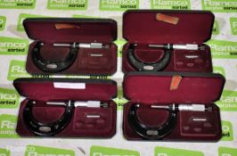 4x Starrett No 436 25-50mm micrometer calipers with case