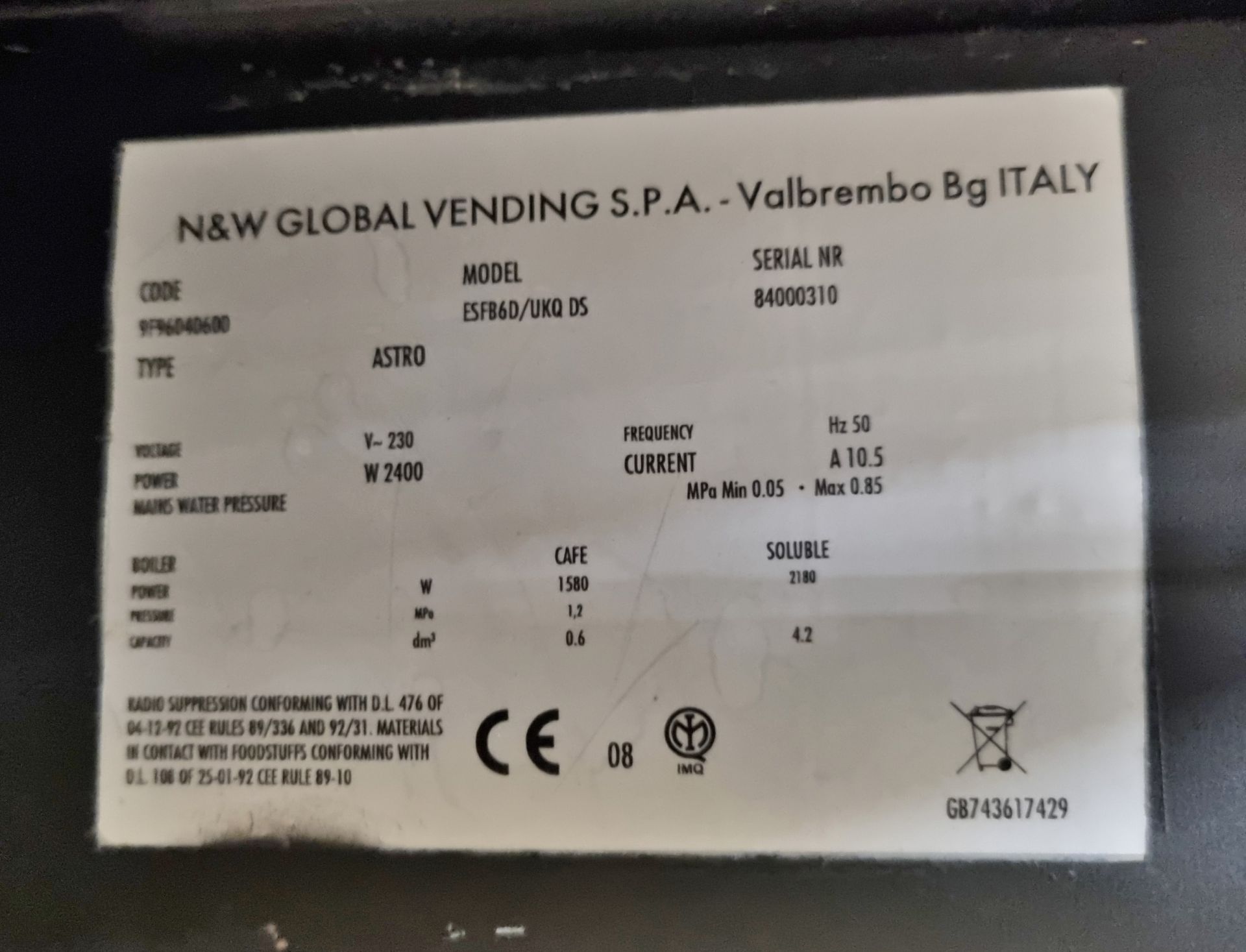 Selecta Milano B2C hot drinks vending machine - Image 12 of 12