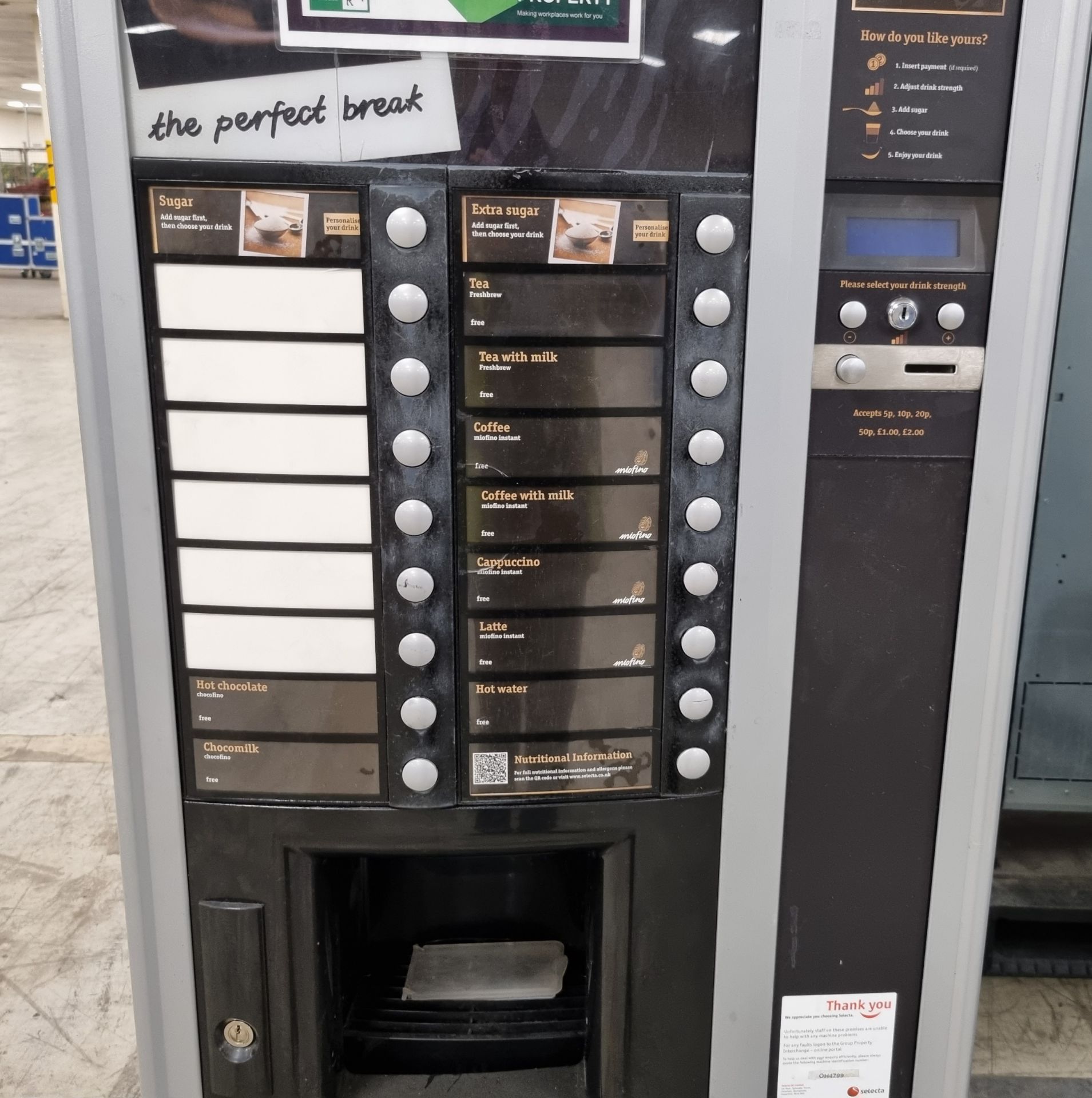 Selecta Milano B2CH hot drinks vending machine - Image 6 of 13