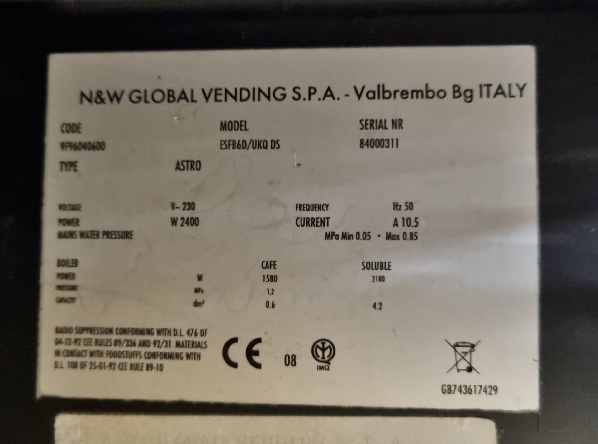 Selecta Milano B2CH hot drinks vending machine - Bild 13 aus 13