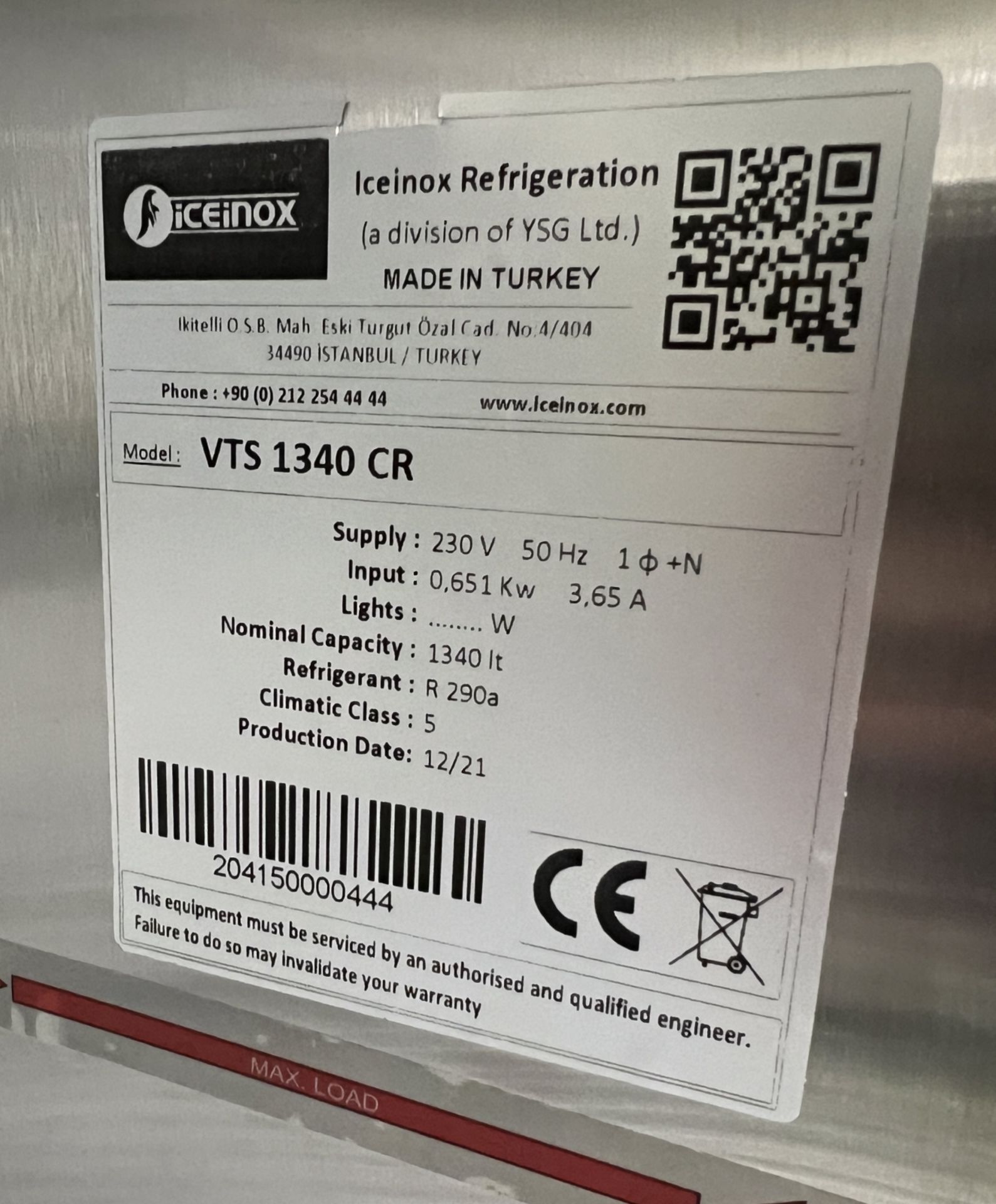 Ice Inox VTS 1340 CR stainless steel double door upright fridge - W 1400 x D 865 x H 2080mm - Image 12 of 15