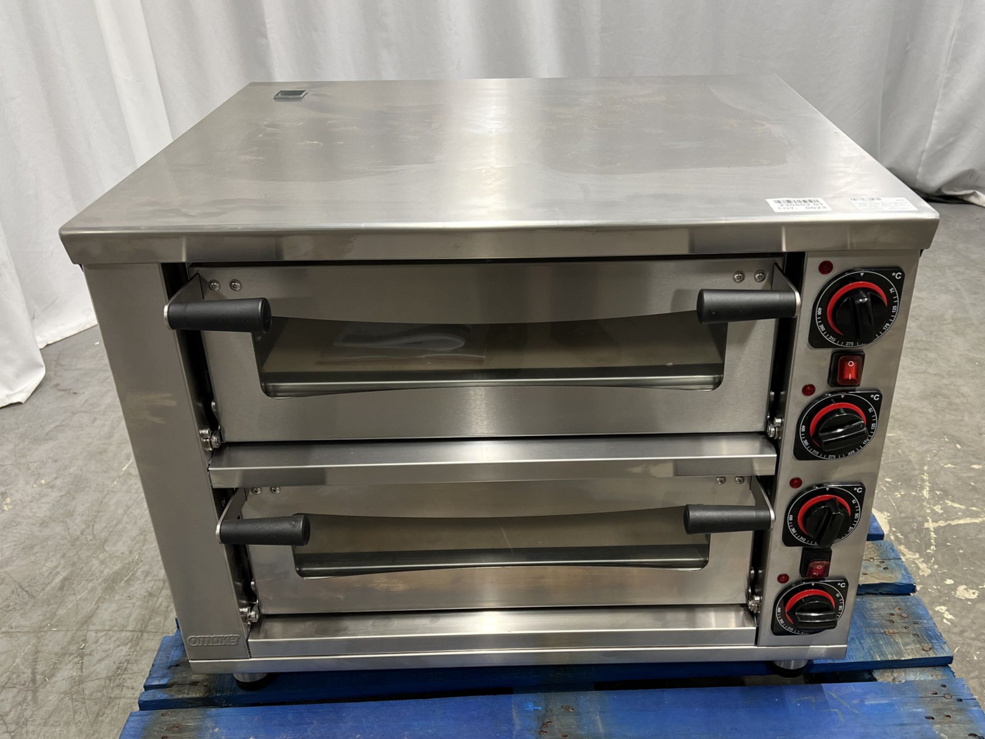 Omake FPZ01/ET11 stainless steel double drawer electric pizza oven - 400V - W 880 x D 820 x H 790mm
