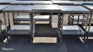 Stainless steel countertop with 7x tray rack - L210 x W70 x W90cm