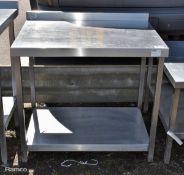 Stainless steel wall table with undershelf - W 850 x D 650 x H 760 mm