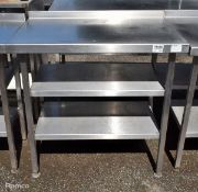 Stainless steel wall table with double undershelf - W 900 x D 600 x H 880 mm
