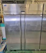 Williams HJ2SA R1 stainless steel double door upright fridge - W 1400 x D 825 x H 1950mm
