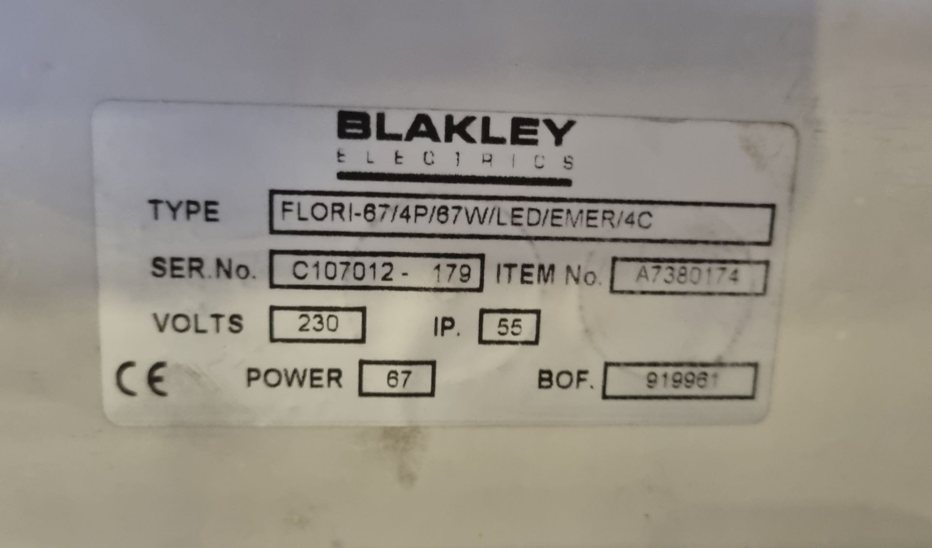 8x Blakley Light assemblies - green cable FLORI-67/4P/67W/LED/EMER/4C - Image 3 of 3