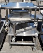 3x Stainless steel trollies - dimensions: 70 x 60 x 50cm