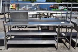 Stainless steel workbench with 2 shelves underneath and cut-out for waste disposal W 2200 x D 600mm