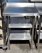 Stainless steel wall table with double undershelf - W 600 x D 500 x H 890 mm