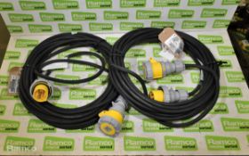 2x Blakley cable assemblies - EXL/2.5/14/18/110V/IP67/07 - 3-point connectors - approx length 5m