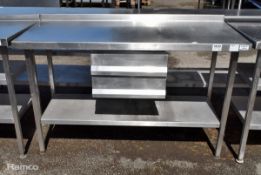 Stainless steel prep table with double drawer and lower shelf - W 1400 x D 600 x H 880 mm
