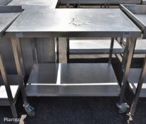 Stainless steel workbench on wheels - W 1000 x D 650 x H 900mm