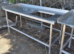 Stainless steel table with upstand and rectangular cut out - L 170 x W 70 x H 90cm