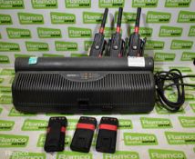Motorola Impres WPLN4211B 6-way charger with 3 x DP4401 handheld radios and 3 spare batteries